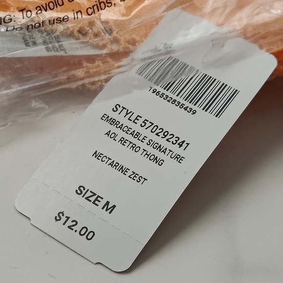 NWT SOMA EMBRACEABLE SIGNATURE ALL-OVER LACE RETRO THONG PANTY IN NECTARINE ZEST - Picture 4 of 5